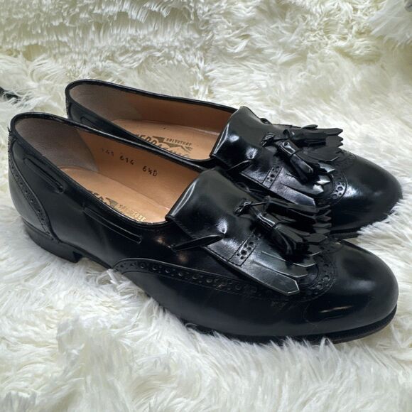 Salvatore Ferragamo Men’s Leather Black Kiltie Tasel Loafers 6.5D /Womens 8.5 main image 4